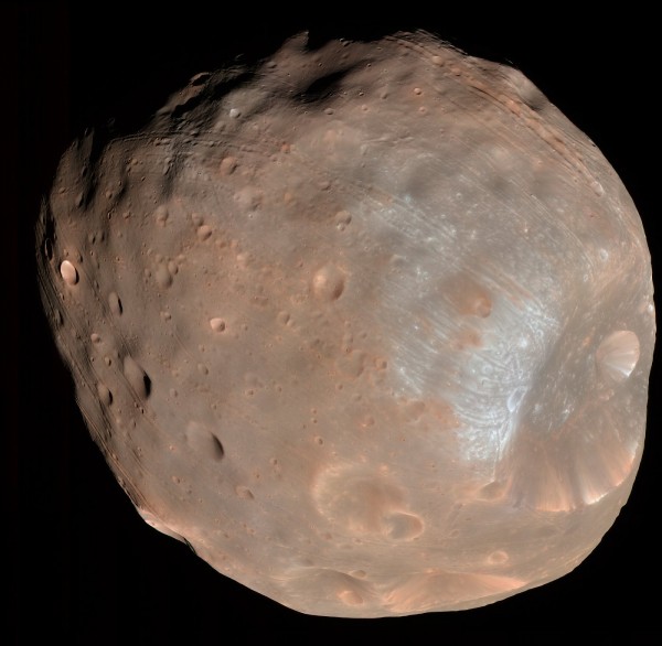 NASA Mars Reconaissance Orbiter snapped this high resolution image of the Martian moon Phobos back in 2008. Credit: NASA/JPL/University of Arizona